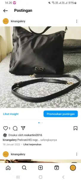 Preloved Tas Kate Spade Nylon warna hitam