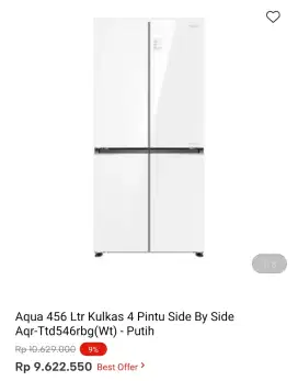 KULKAS 4 PINTU SBS AQUA 546LTR AQR-TTD546RBG