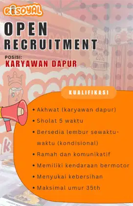 Lowongan pekerjaan wanita staff dapur produksi jurangmangu barat