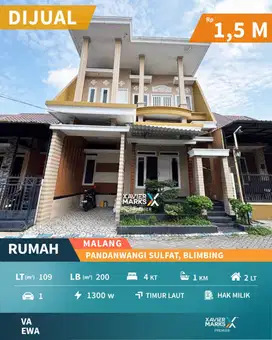 Dijual Rumah 2 Lantai Lingkungan Nyaman Aman di Pandanwangi Malang