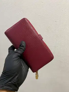 Dompet gucci double zipper red leather (sale) net price
