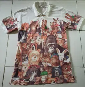 [KUNIO SATO] POLOSHIRT VINTAGE FULLPRINT AOP ART ANIMAL JAPANESE BRAND