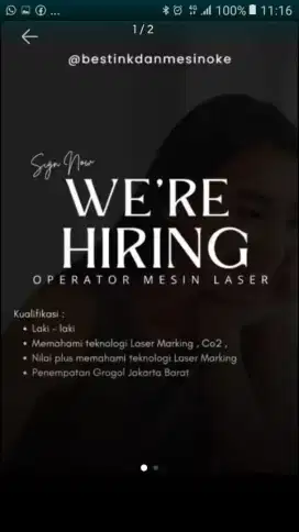 OPERATOR MESIN LASER