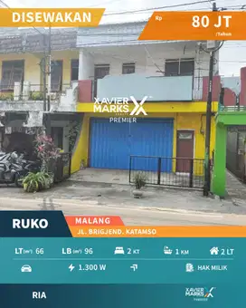 Disewakan Ruko Strategis 2 Lantai di Brigjen Katamso Kota Malang