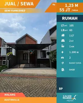 e055 Dijual dan Disewakan Rumah Semi Furnished 1 Lantai