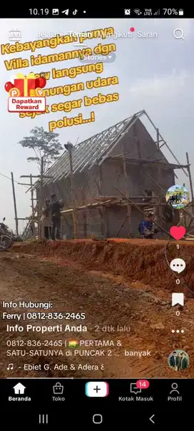 Jual kavling Villa view gunung di puncak 2 bogor SHM