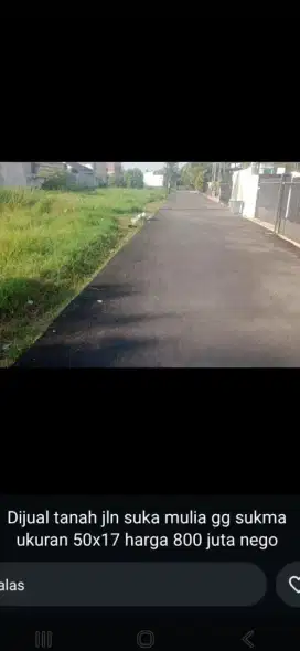 Tanah kavling dansen gang sukamulya ukuran 50 x 17