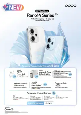 Cicilan/pre order Oppo Reno 14 series tanpa kartu kredit dan DP