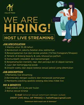LOWONGAN KERJA HOST LIVE STREAMING - LOKER GAJI TINGGI JAKARTA SELATAN