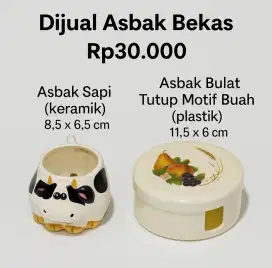 Paket 2 buah Asbak Unik Bekas – Model Sapi & Model Tutup Buah Vintage