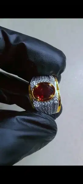 Natural pyrof almandite garnet + Ring perak