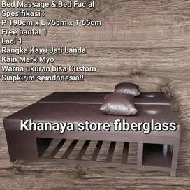 Bed massage rangka putih matras coklt tua/Bed refleksi massage terbaru