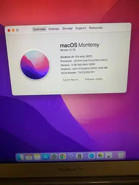 MacBook Air 2017 13 inch Core i5 ram 8 gb ssd 120gb no minus siap pake