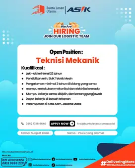LOWONGAN PEKERJAAN TEKNISI MEKANIK MOBIL TRAILER