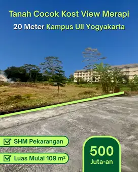 Tanah Dijual Jogja Utara, 20 Meter Kampus UII, View Merapi