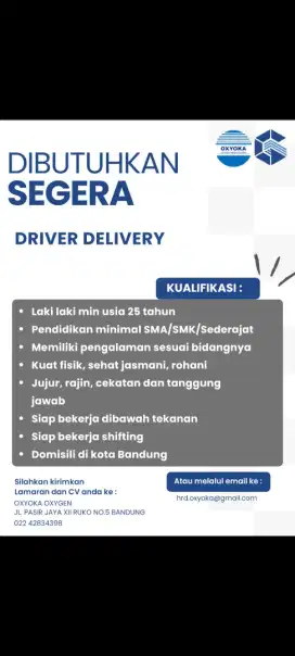 Lowongan kerja driver