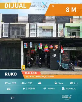 Dijual Ruko, Ruang Usaha 2 Lantai di Jalan Wiromargo, Klojen Malang