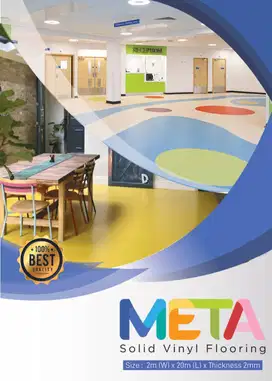 Vinyl Roll Lantai Warna Solid Meta Flooring Tebal 2mm