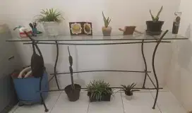 meja konsol console kaca besi tempa