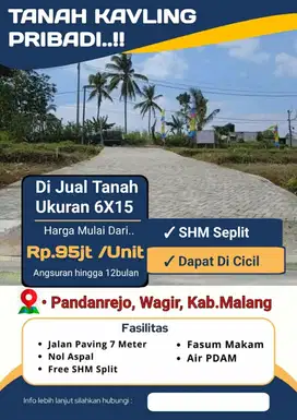 Tanah Kavling Tengah Kampung Wagir Malang