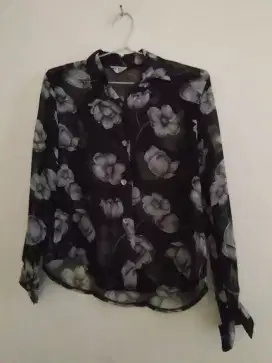 Baby kemeja transparan hitam bunga2x