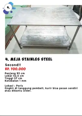 Meja stainless steel Second !!