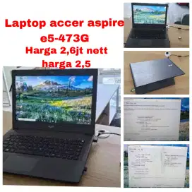 Laptop acer aspire e5-473G 2,550rb ambil ke lokasi