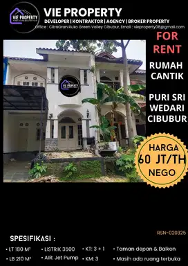 Rumah cakep disewakan murah di Puri Sri Wedari