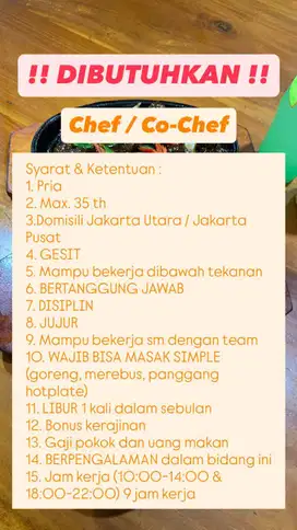 DIBUTUKAN CO-CHEF HANYA MASAK SIMPLE