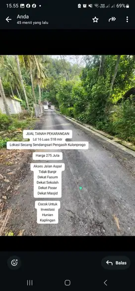 JUAL TANAH KULONPROGO STRATEGIS MILIK SENDIRI