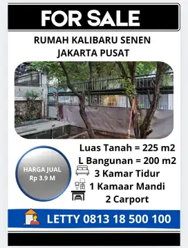 Rumah Senen Jakarta Pusat Rp 3.9 M Nego