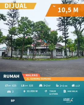 Dijual Hitung Tanah Rumah Hook di Area Jalan Gunung2, Klojen Malang