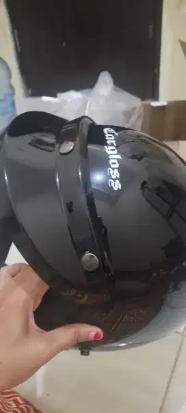 Jual Cargloss CFM Retro Helm Half Face - Deep Black Glossy