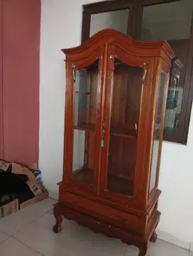 Lemari hias asli kayu jati