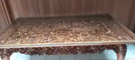 Jual set meja makan kayu jati ukiran Bali