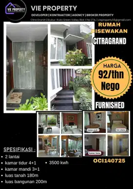 Di Sewakan Rumah Cantik Siap Huni Full Furnish. CitraGran Cibubur.