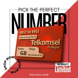 Kartu perdana 10 digit 5G free kuota 260gb Telkomsel nomor cantik