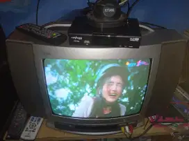 Tv tabung 14in Digitec Ninja dan setopbok advance dan remot kabel dus
