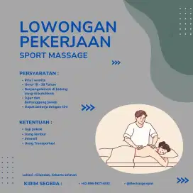 Lowongan masseur pijat olahraga