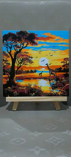 Lukisan hasil mewarnai cat acrylic. Uk 20 x 20 cm.
