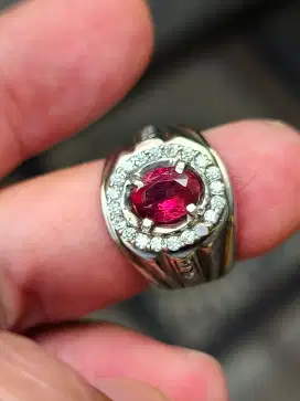 Batu garnet rhodolite Srilanka 1.65 crat ring perak memo CGL