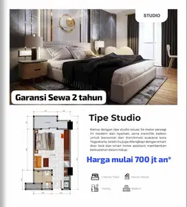 Apartemen Strategis, Potensi Sewa Tinggi, sangat cocok untuk investasi