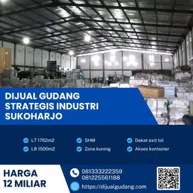 Gudang industri lokasi Sukoharjo luas 1762m aset terbaik pusat kota