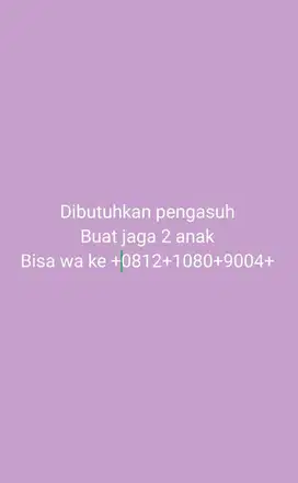 Dibutuhkan Pengasuh untuk jaga 2 anak