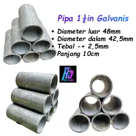Pipa besi 1½ inch Galvanis panjang 10cm