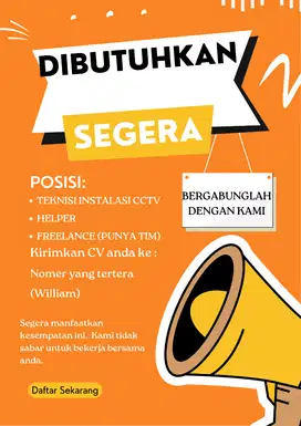 DIBUTUHKAN KARYAWAN PEMASANGAN CCTV