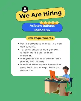 Dibutuhkan segera asisten bahasa mandarin