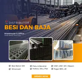 Jual besi beton stok ukuran terlengkap, wiremesh, cnp, unp, wf, siku.