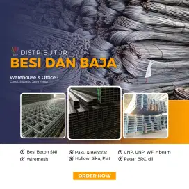 Jual besi beton, wiremesh sni, paku, bendrat, siku, wf, cnp, unp, plat