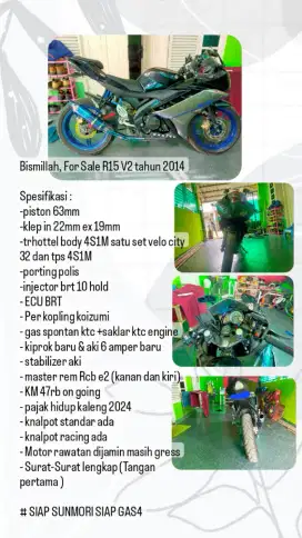Dijual Yamaha R15 V2 tahun 2014